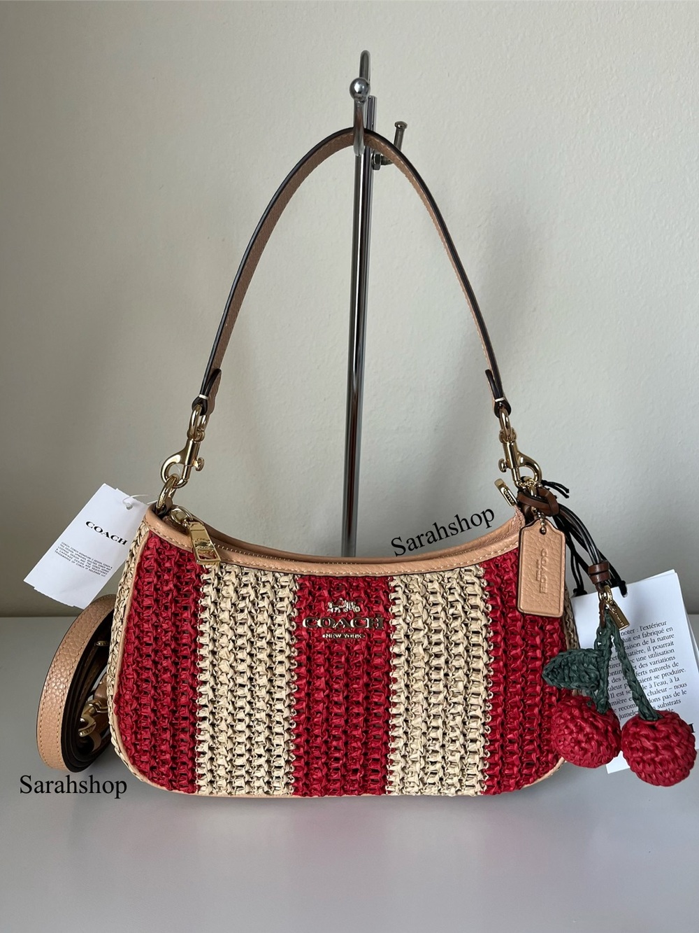 ✅Coach Teri Shoulder Bag With Stripes And Charm - Picture 1 of 13